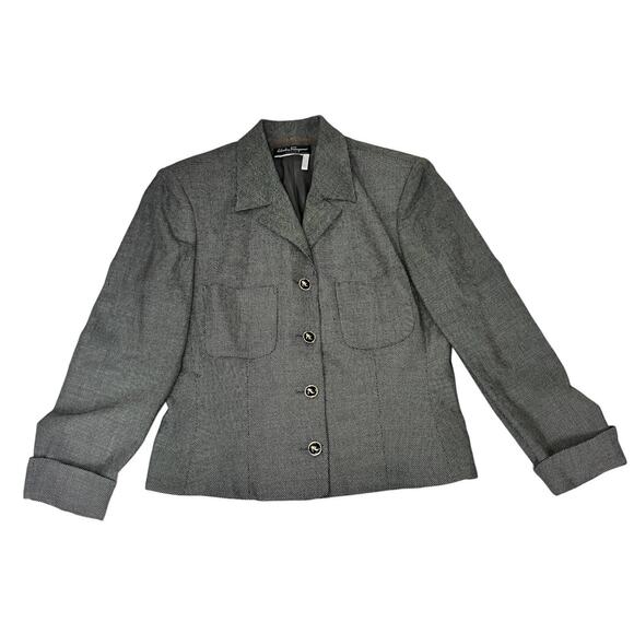 Vintage SALVATORE FERRAGAMO Classic Wool Blazer Jacket Size 14 - Gray - Picture 1 of 14
